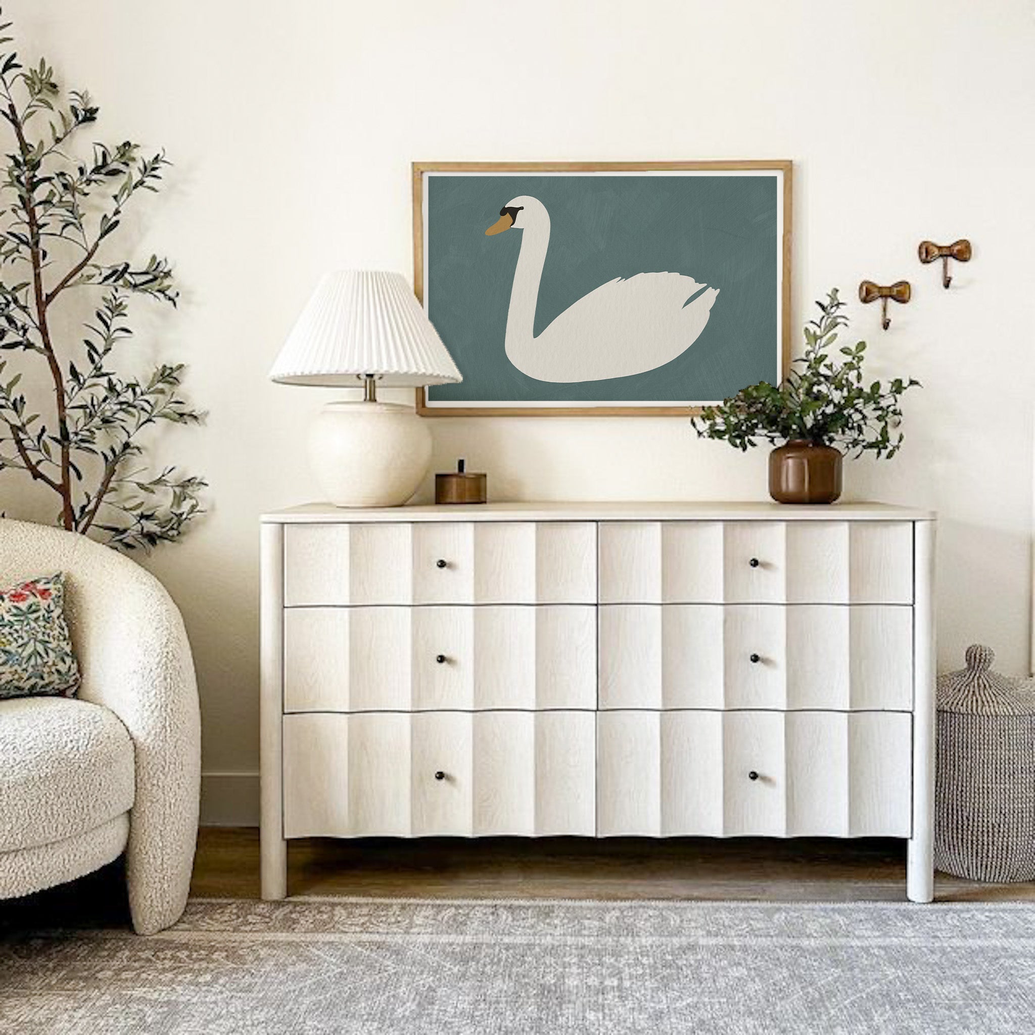 Swan Art - Oval Room Blue | Gerahmter Druck