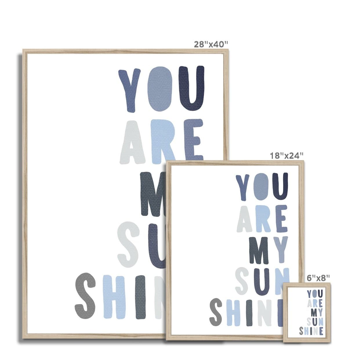 You Are My Sunshine - Navy & Blues |  Framed Print