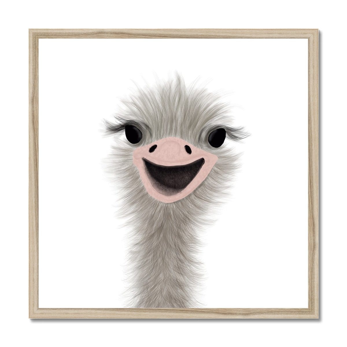 Ostrich Peekaboo - Portrait |  Framed Print