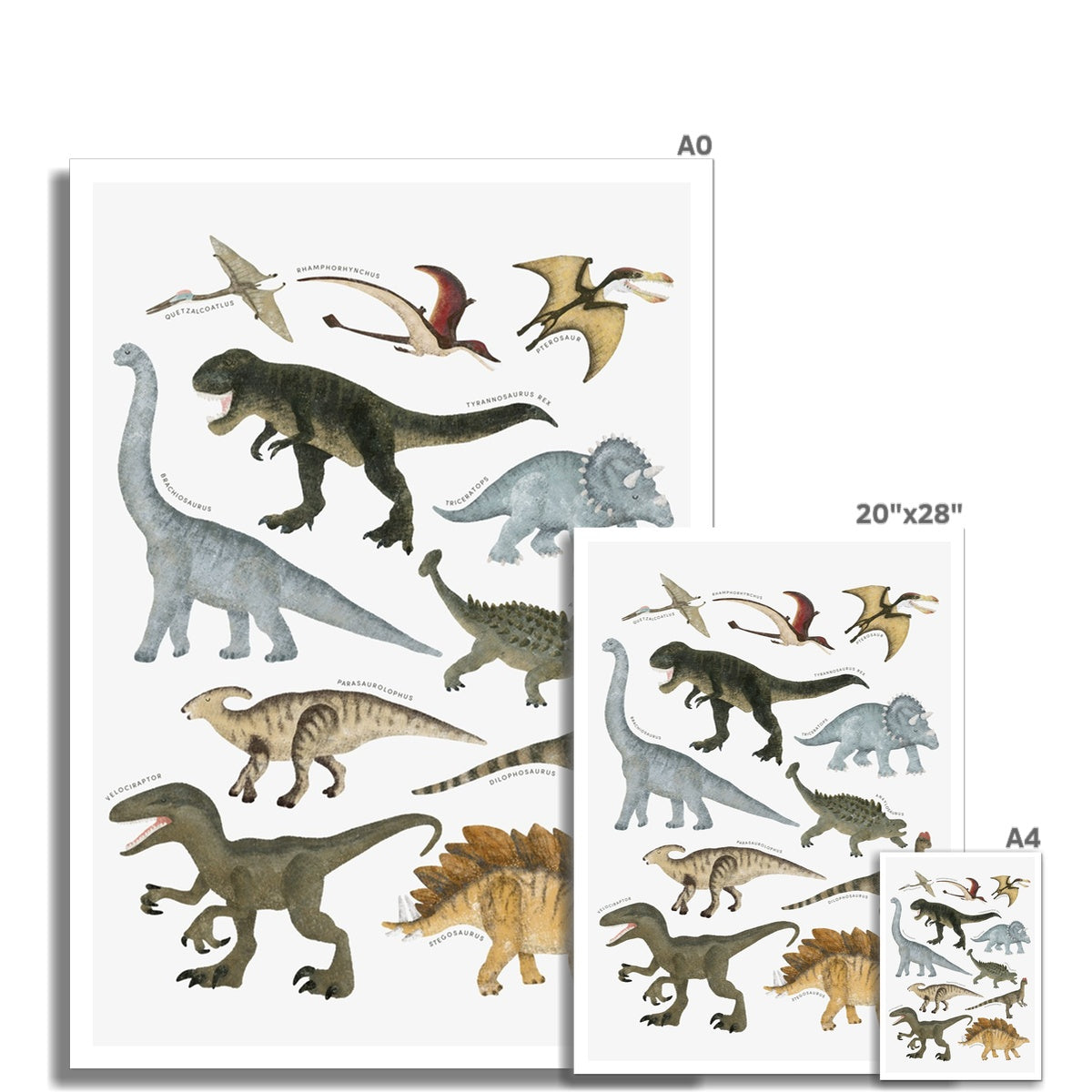 Dinosaur Educational Chart |  Unframed