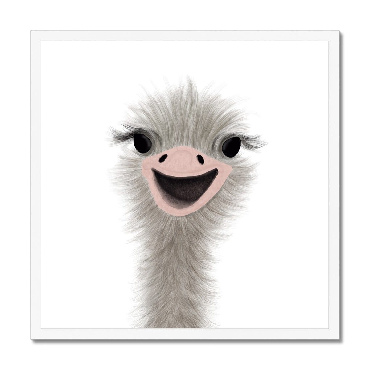 Ostrich Peekaboo - Portrait |  Framed Print