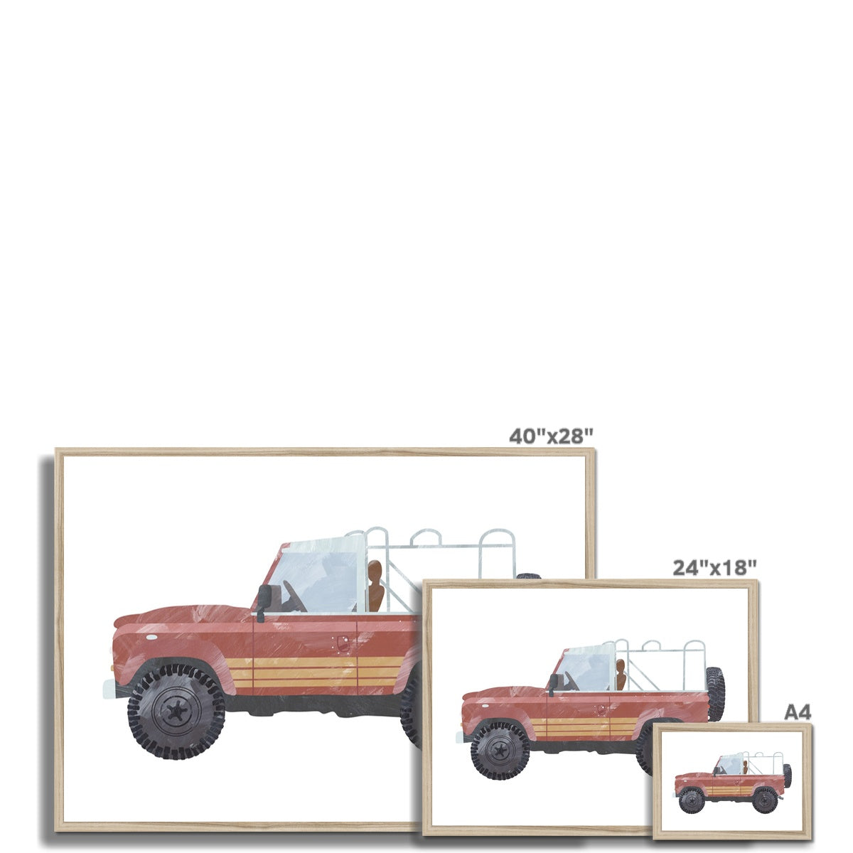 4x4 Land Rover - Red Beach |  Framed Print