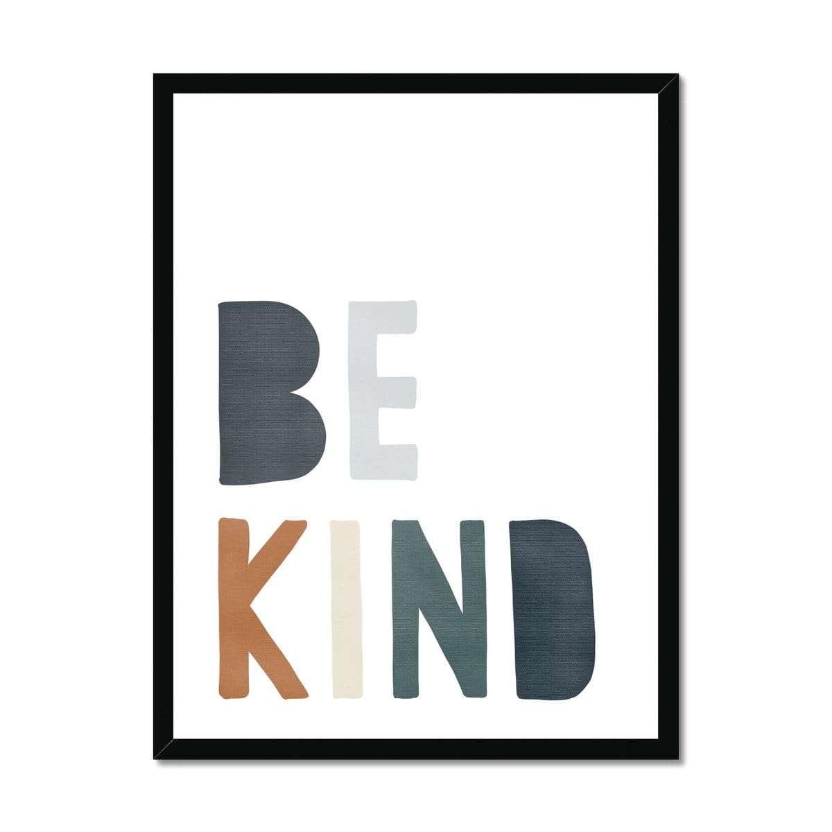 Be Kind Print - Navy, Brown & Green |  Framed Print