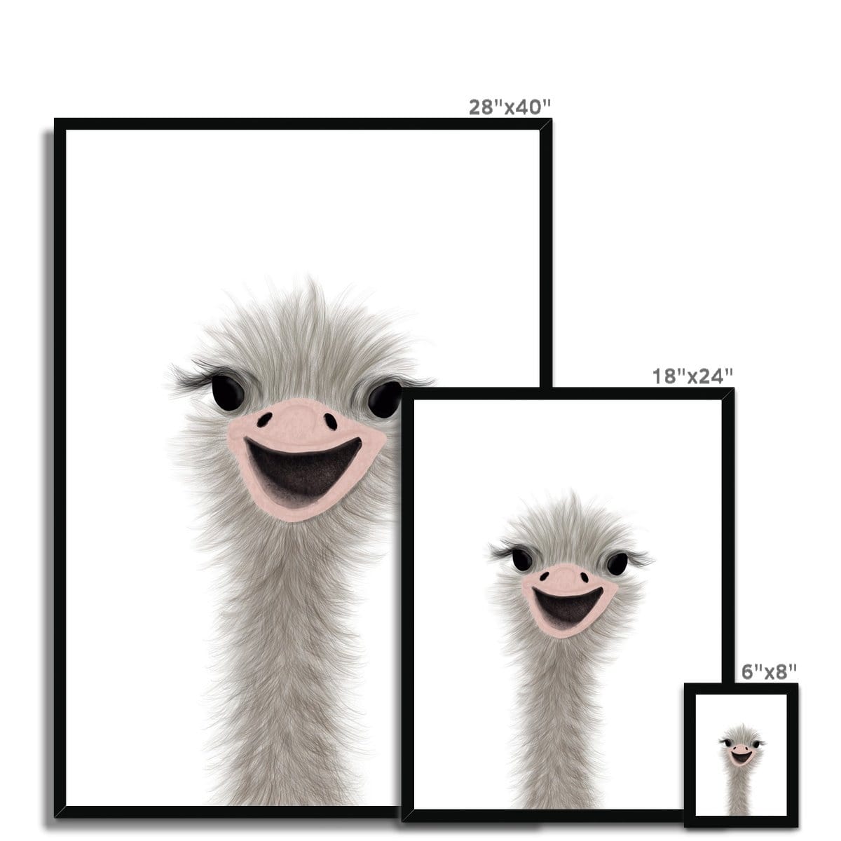 Ostrich Peekaboo - Portrait |  Framed Print