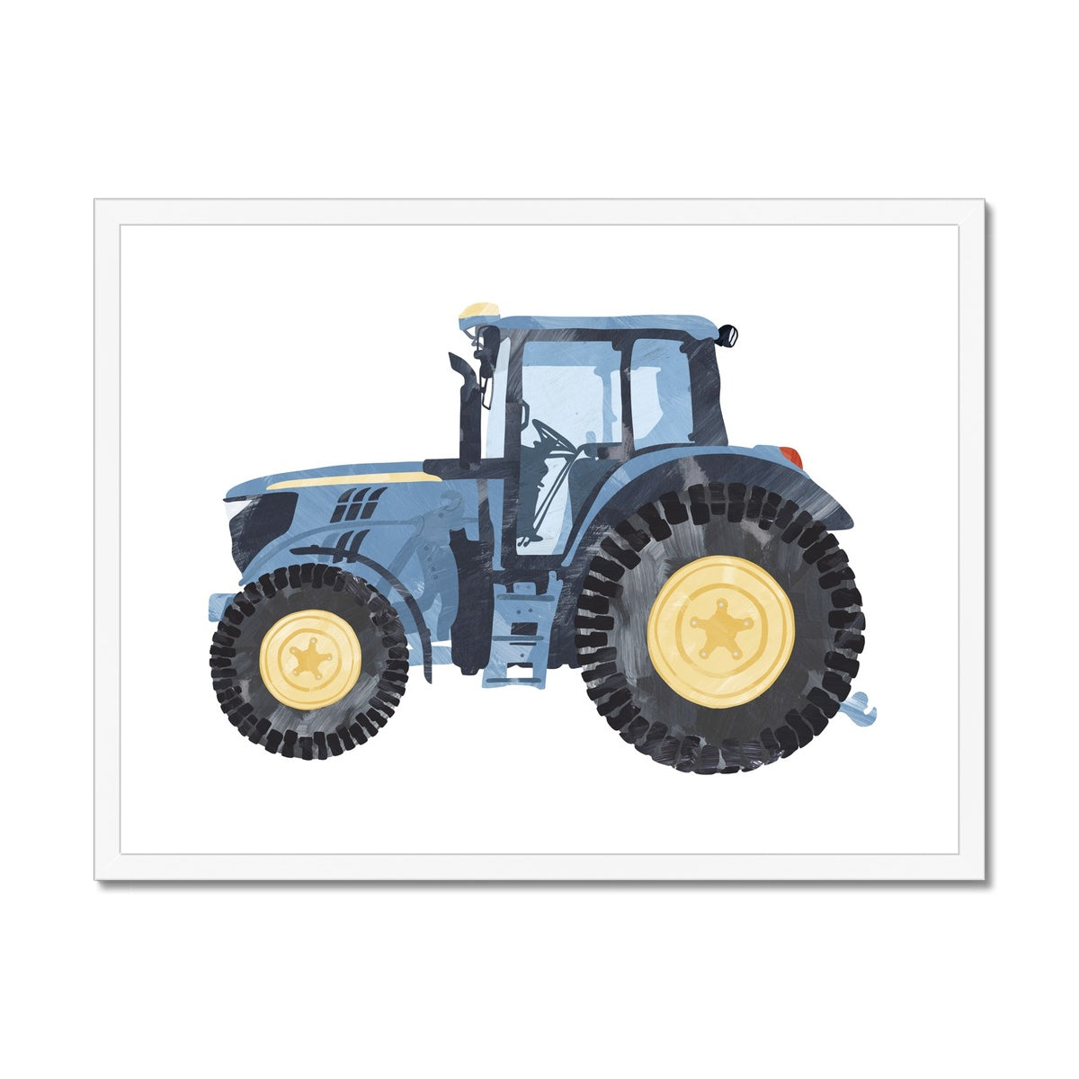 Tractor Kids Art | Blue |  Framed Print