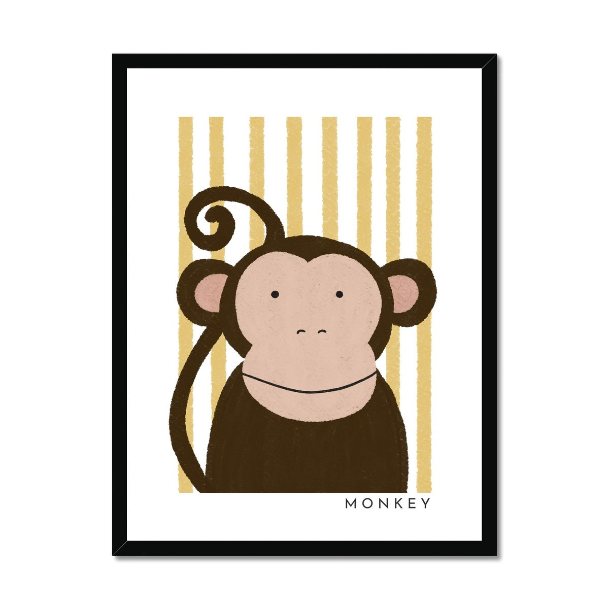 Monkey Print - Yellow Stripes |  Framed Print