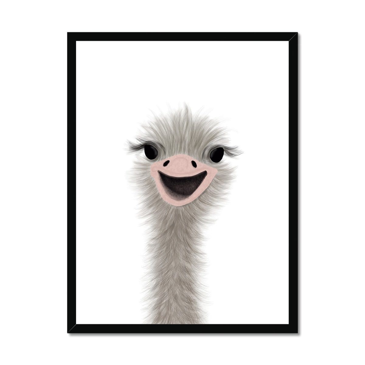 Ostrich Peekaboo - Portrait |  Framed Print