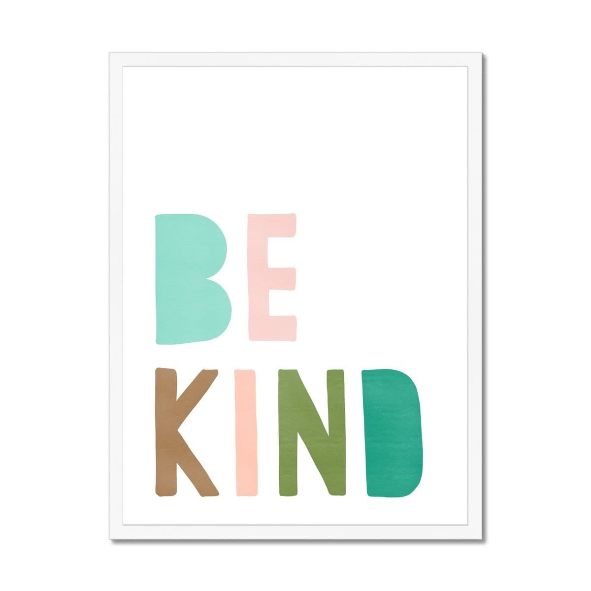 Be Kind Print - Pink & Green |  Framed Print