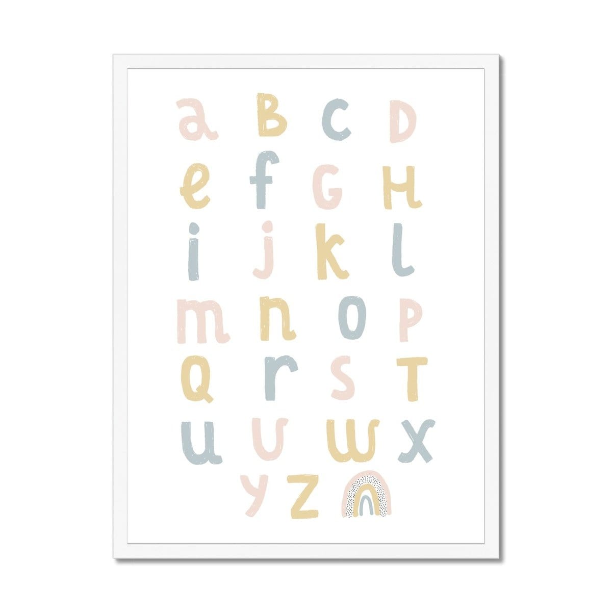 Alphabet Chart - Pink, Yellow & Blue |  Framed Print