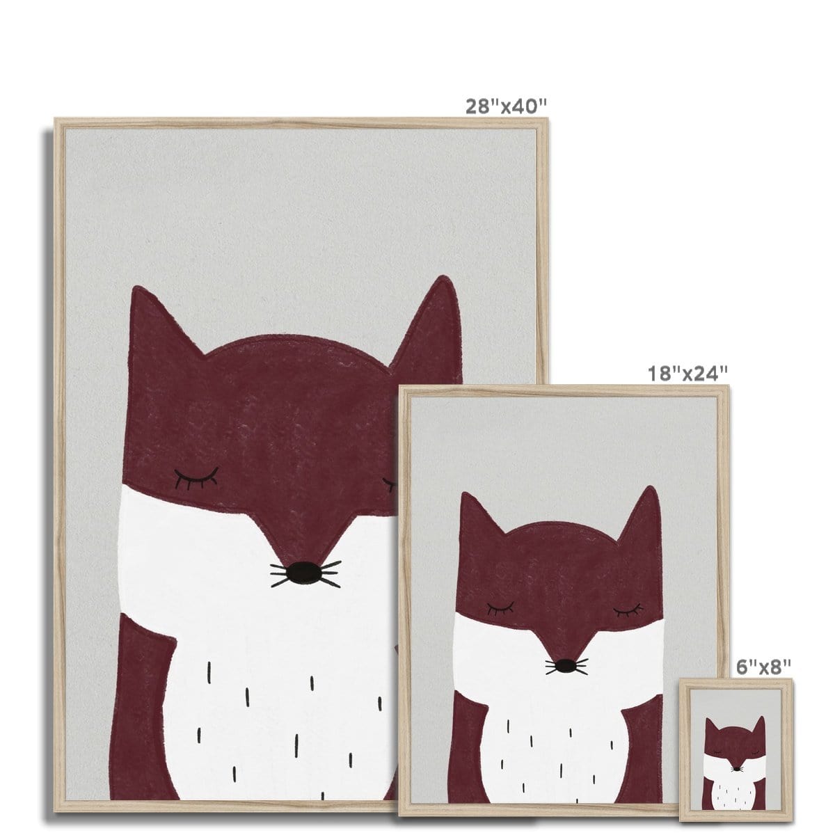 Sleepy Fox - Red |  Framed Print