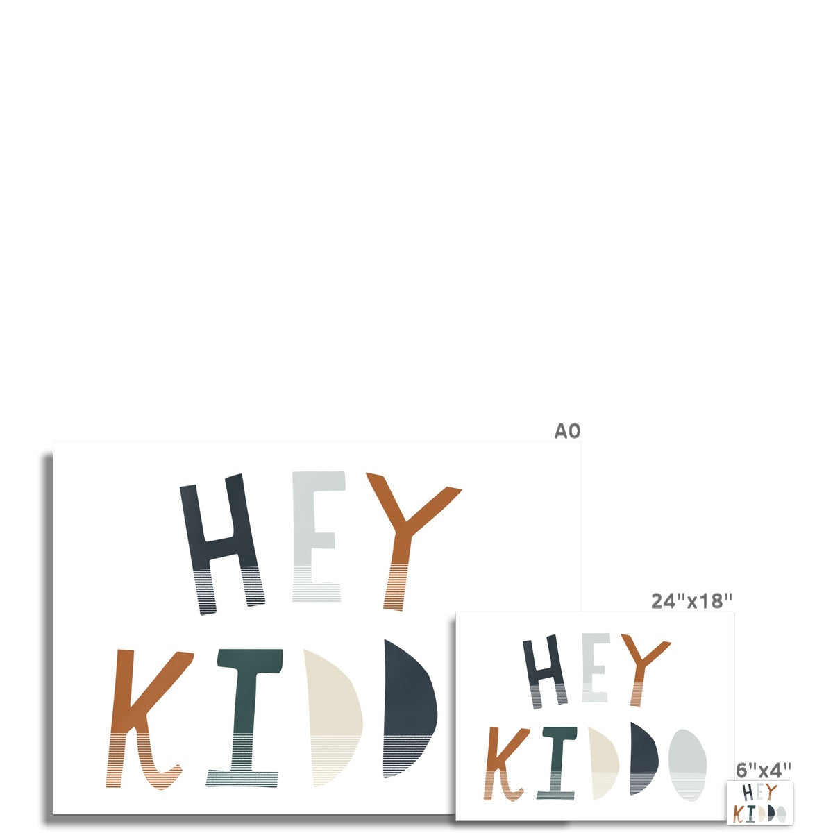 Hey Kiddo - Navy & Brown (Landscape) |  Unframed