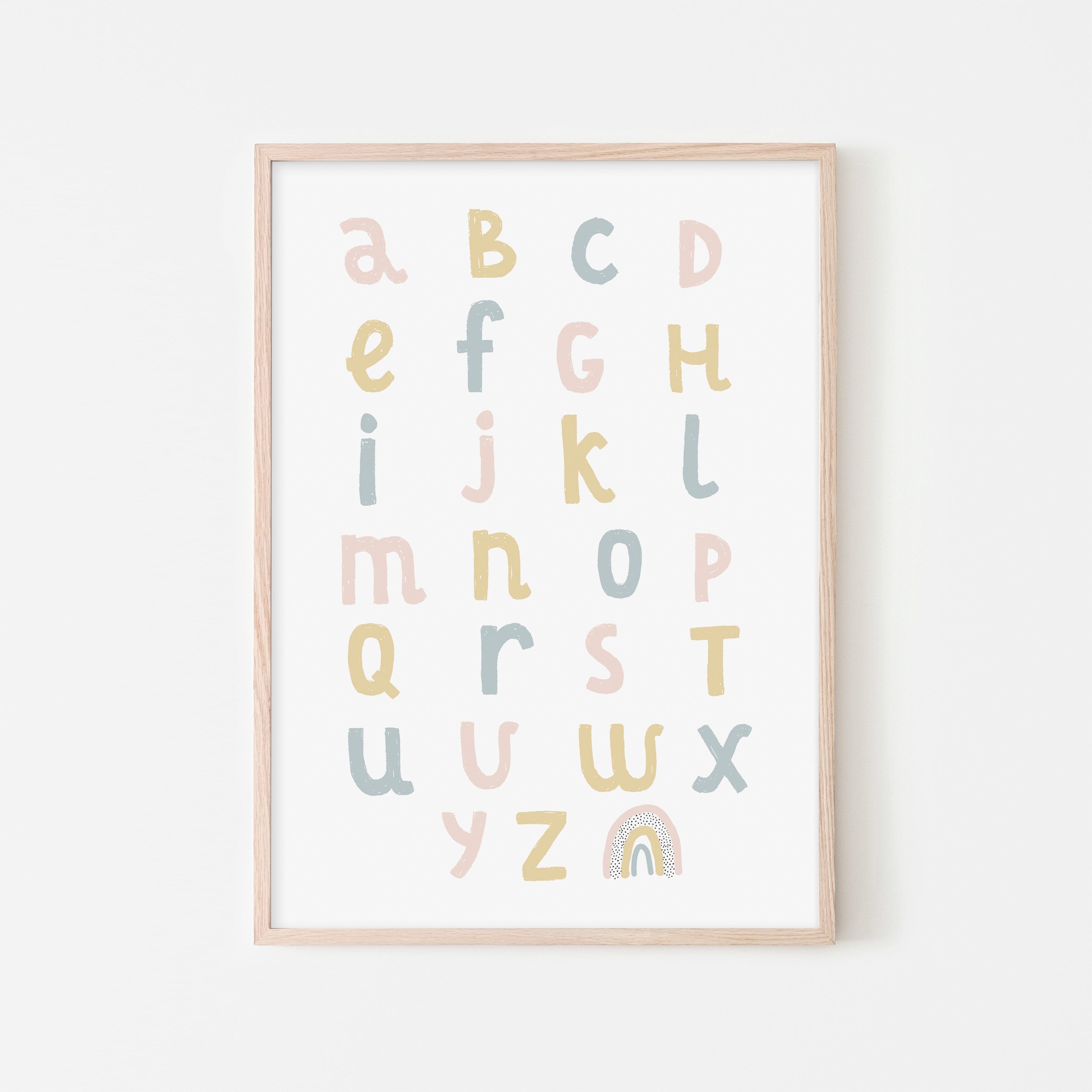 Alphabet Chart - Pink, Yellow & Blue |  Framed Print