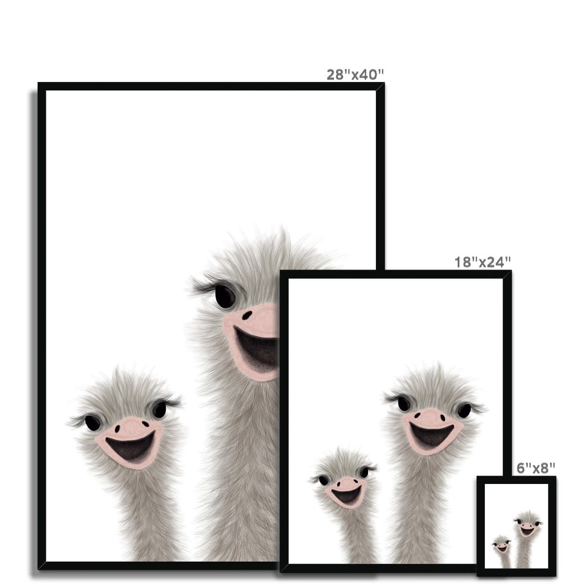 Ostrich - Children's Animal Art |  Framed Print