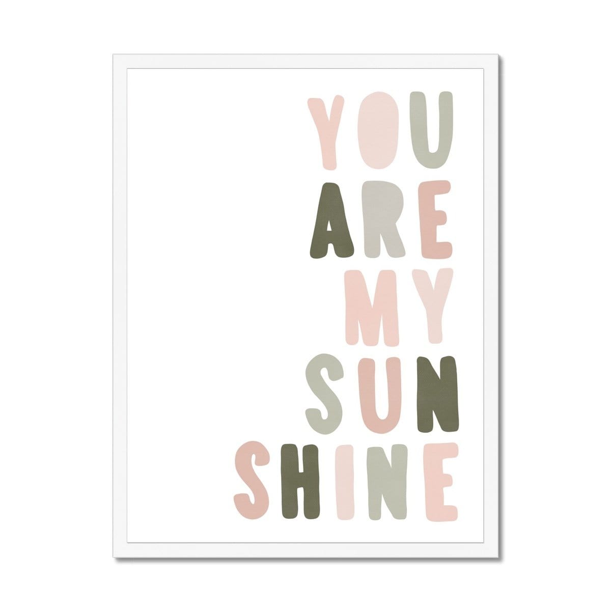 You Are My Sunshine - Rose & Sage Green |  Framed Print