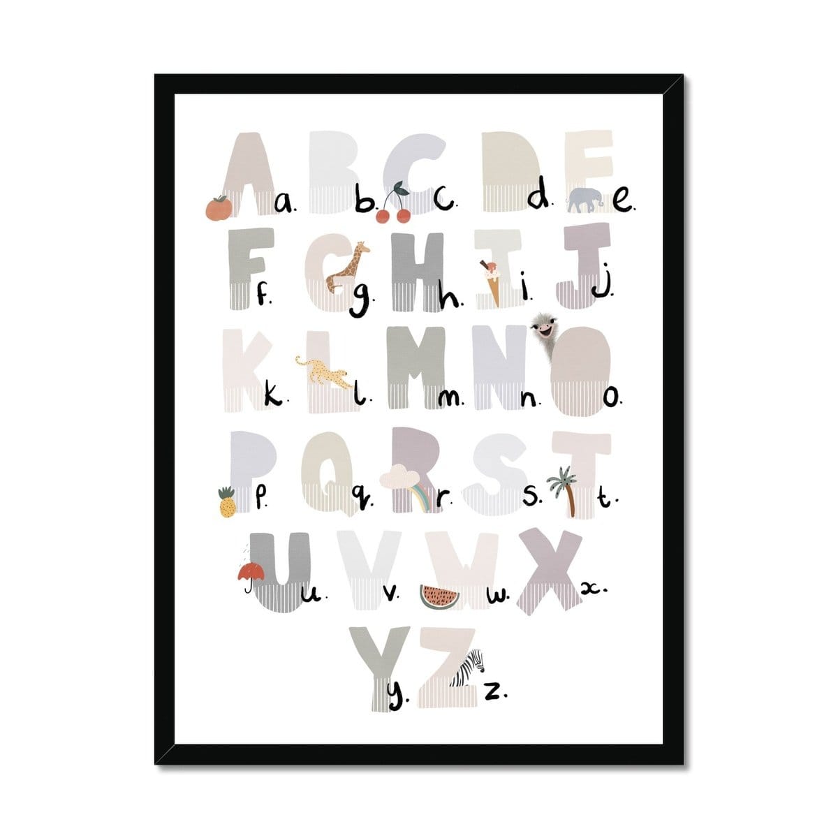 Alphabet Chart - Illustrated Natural |  Framed Print