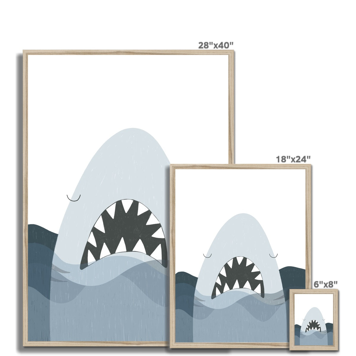 Hai-Druck – Der weiße Hai – Ohne Worte | Gerahmter Druck