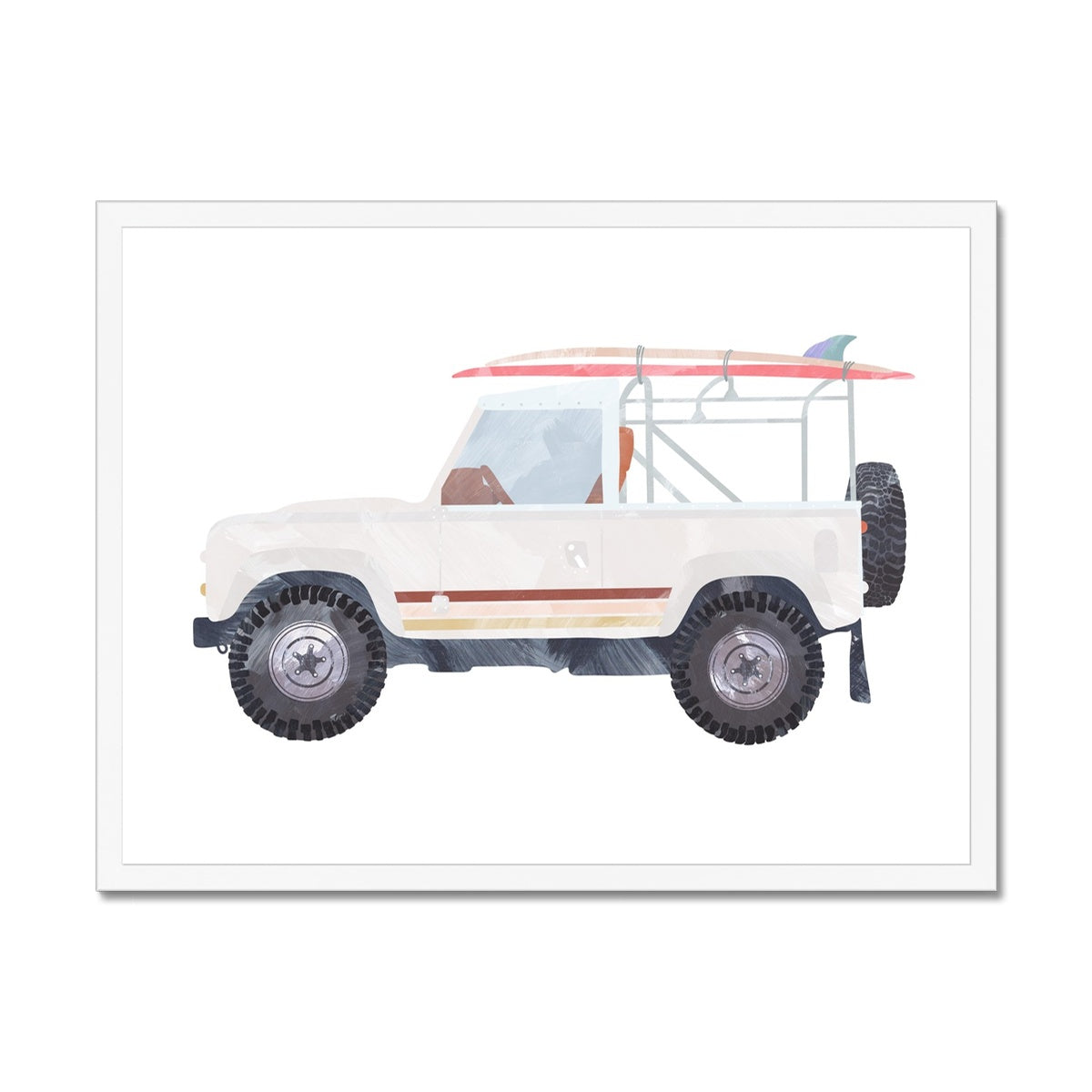 4x4 Land Rover - White Beach |  Framed Print