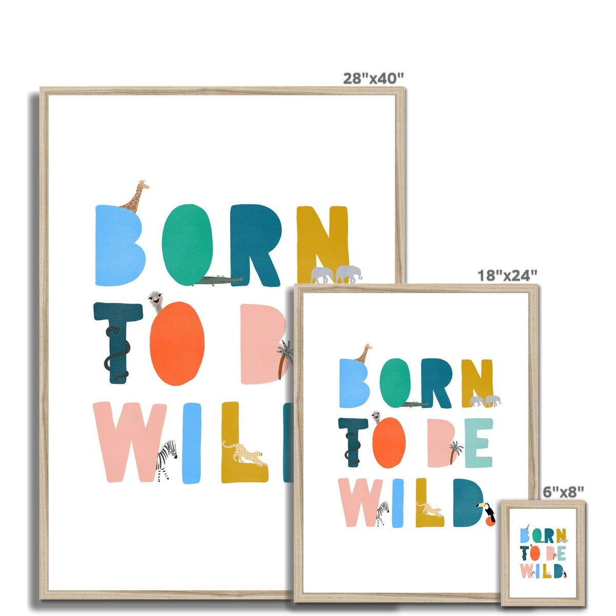 Born To Be Wild Print - Brights Illustrated |  Framed Print