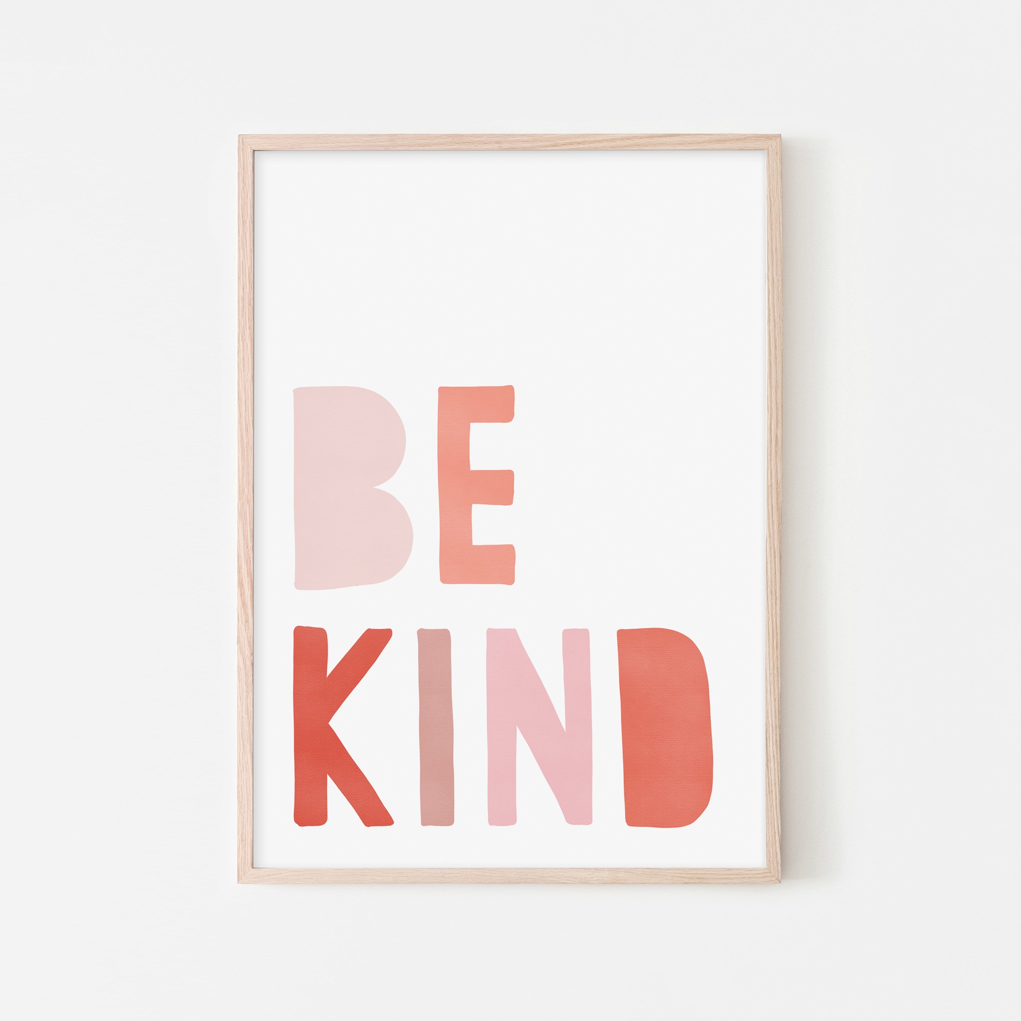 Be Kind Print - Pink & Red |  Framed Print