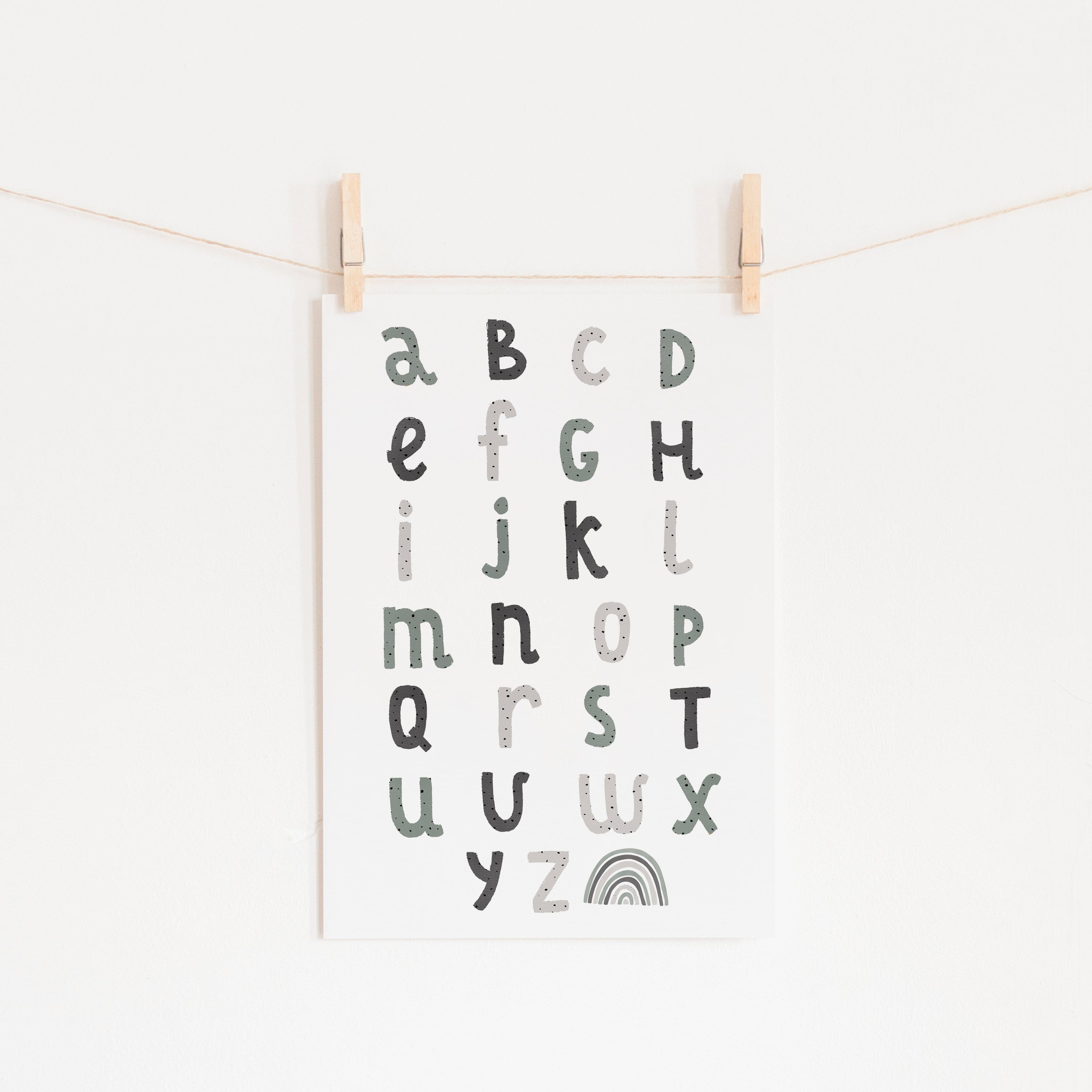 Alphabet Chart - Spearmint Blue |  Unframed