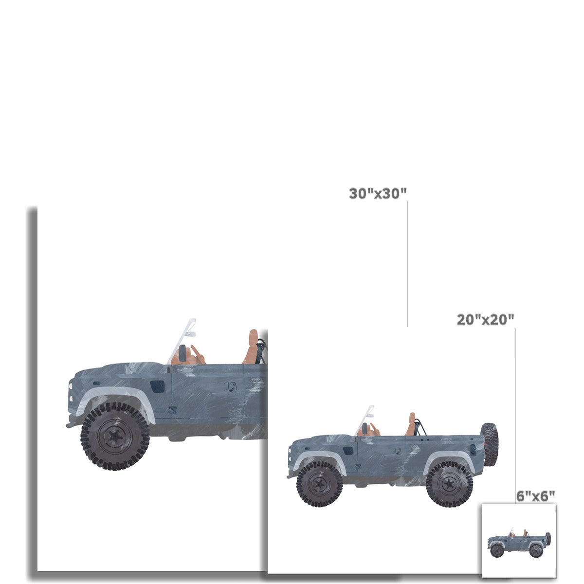 4x4 Land Rover - Blue Beach |  Unframed