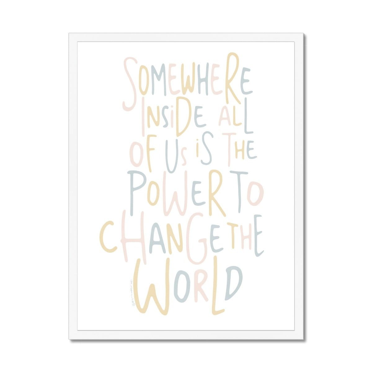 Somewhere Inside All of Us Quote - Pink Rainbow |  Framed Print