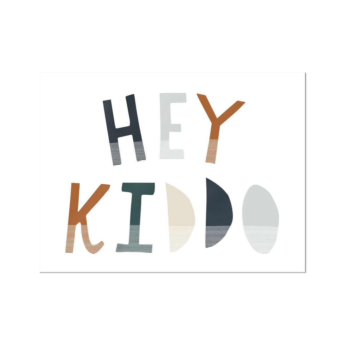 Hey Kiddo - Navy & Brown (Landscape) |  Unframed