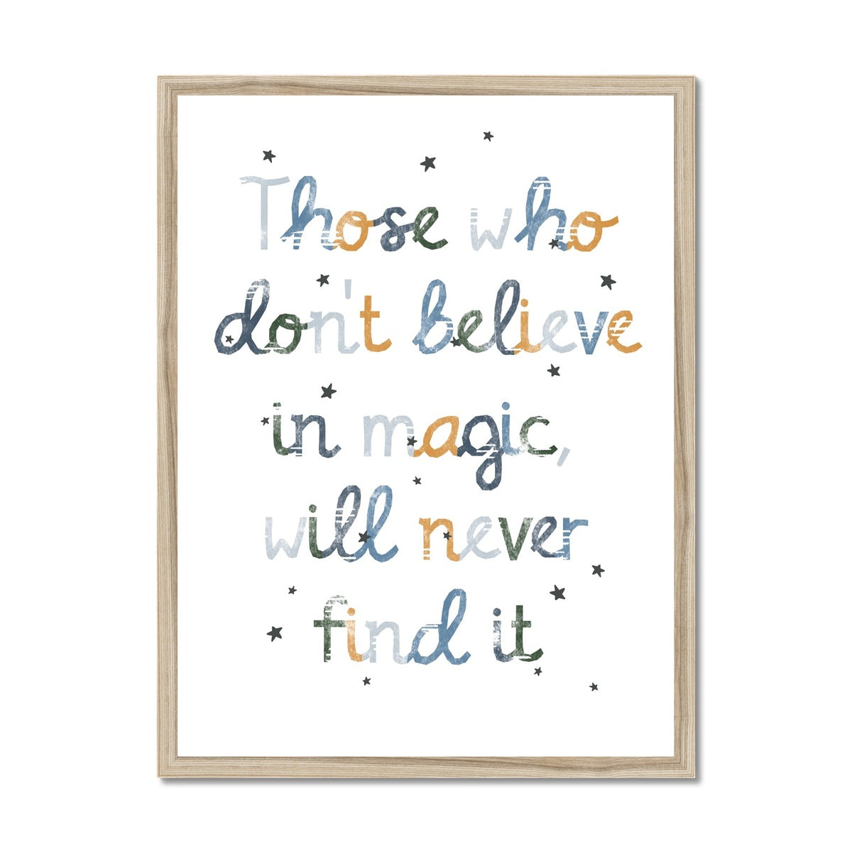 Believe in Magic Quote - Blue |  Framed Print