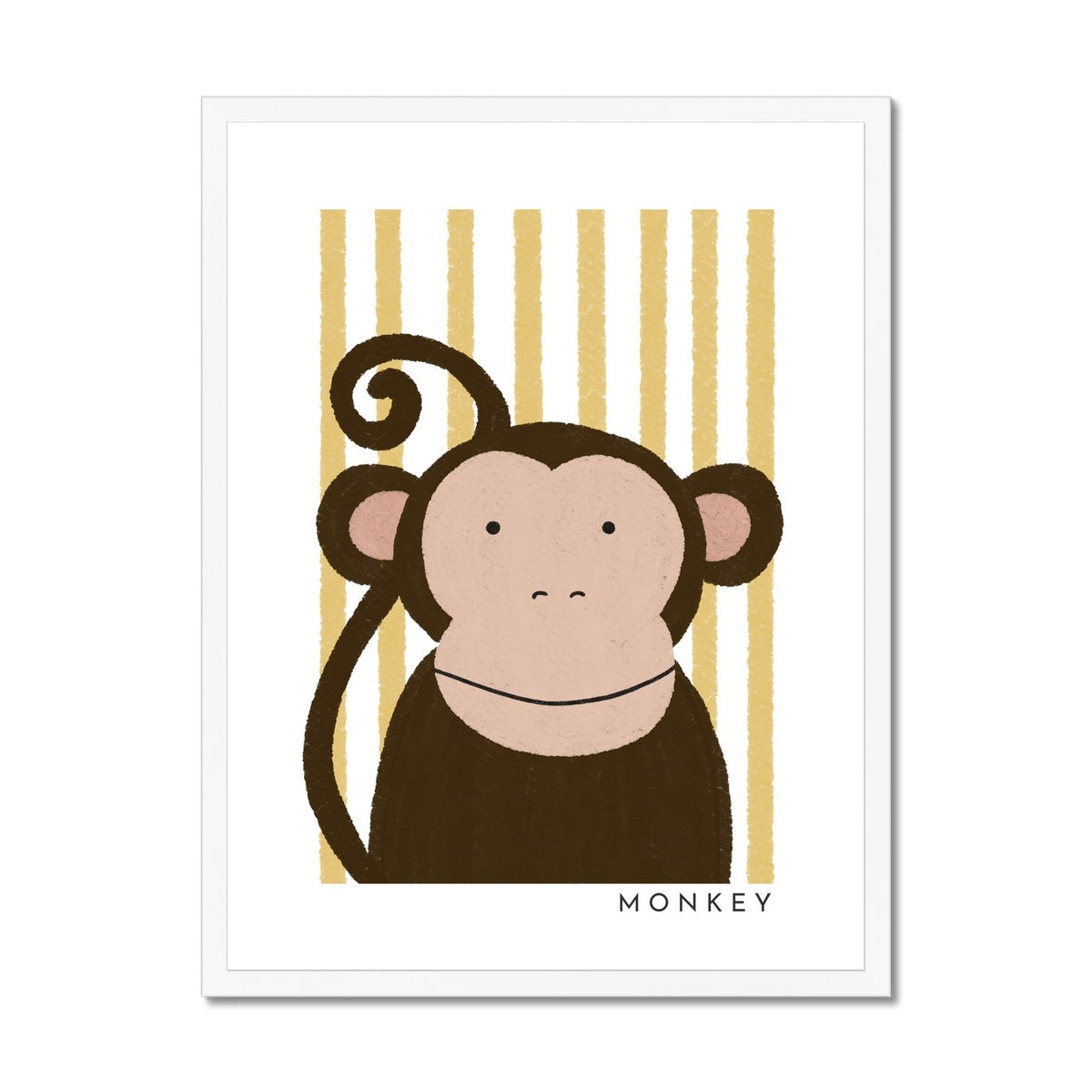 Monkey Print - Yellow Stripes |  Framed Print