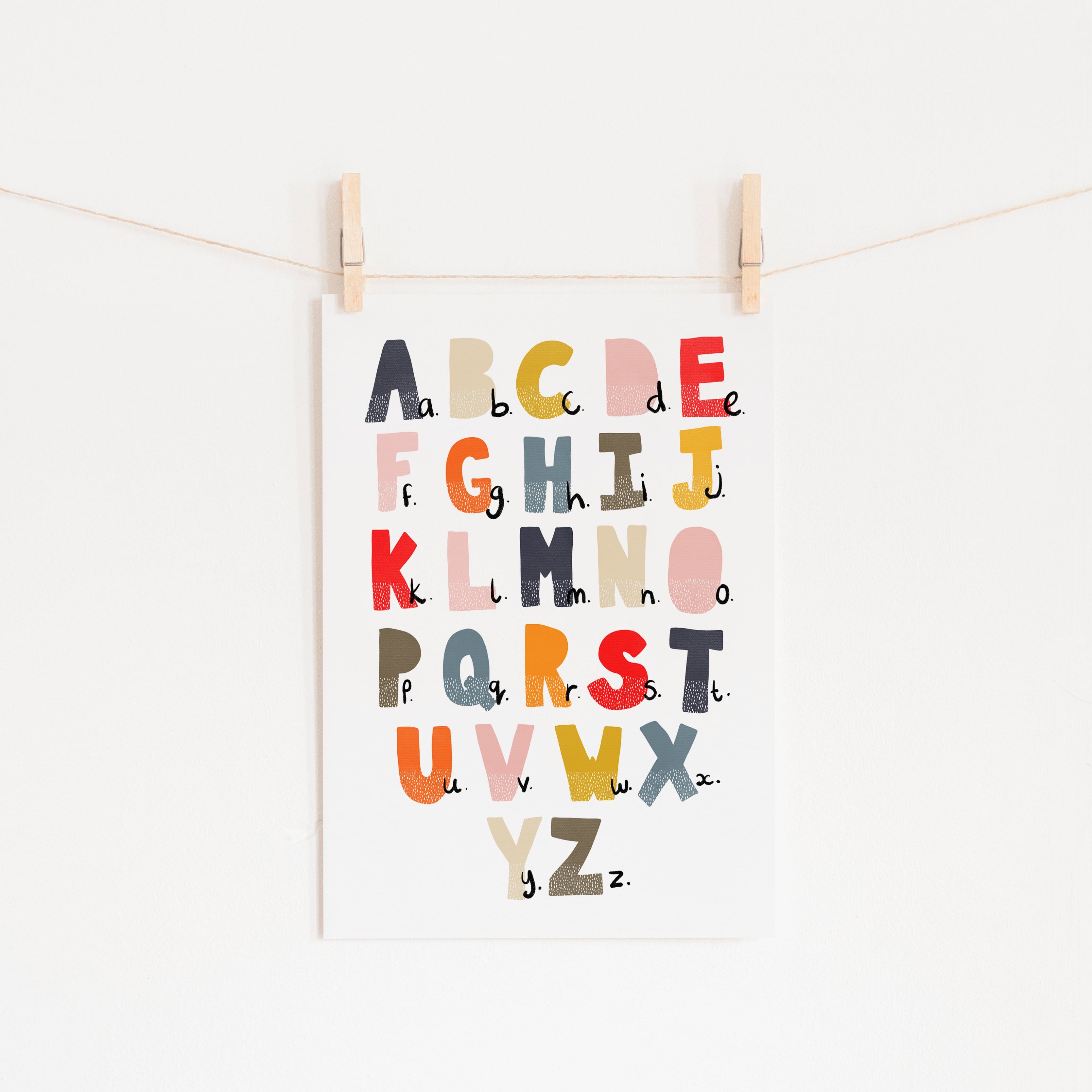 Alphabet Chart - Muted Rainbow |  Unframed