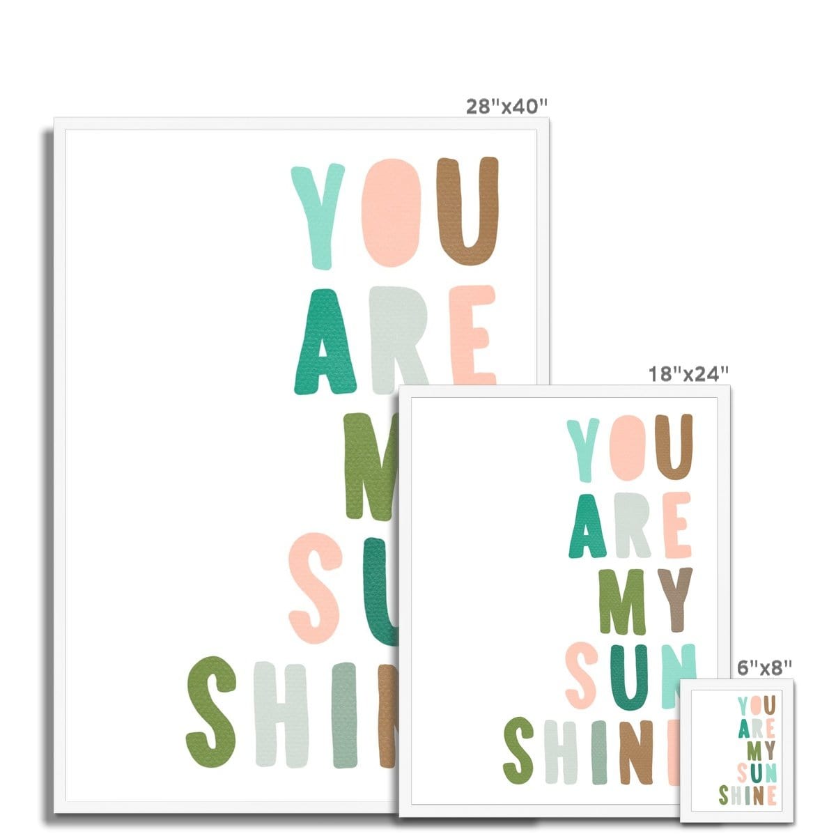 You Are My Sunshine - Pink & Green |  Framed Print