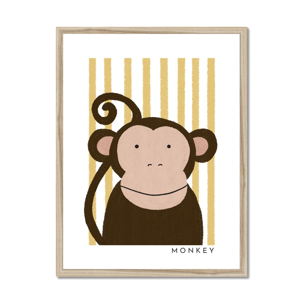 Monkey Print - Yellow Stripes |  Framed Print