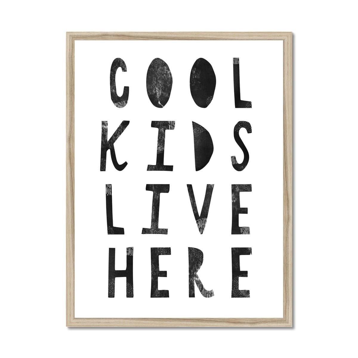 Cool Kids Live Here – Schwarz | Gerahmter Druck