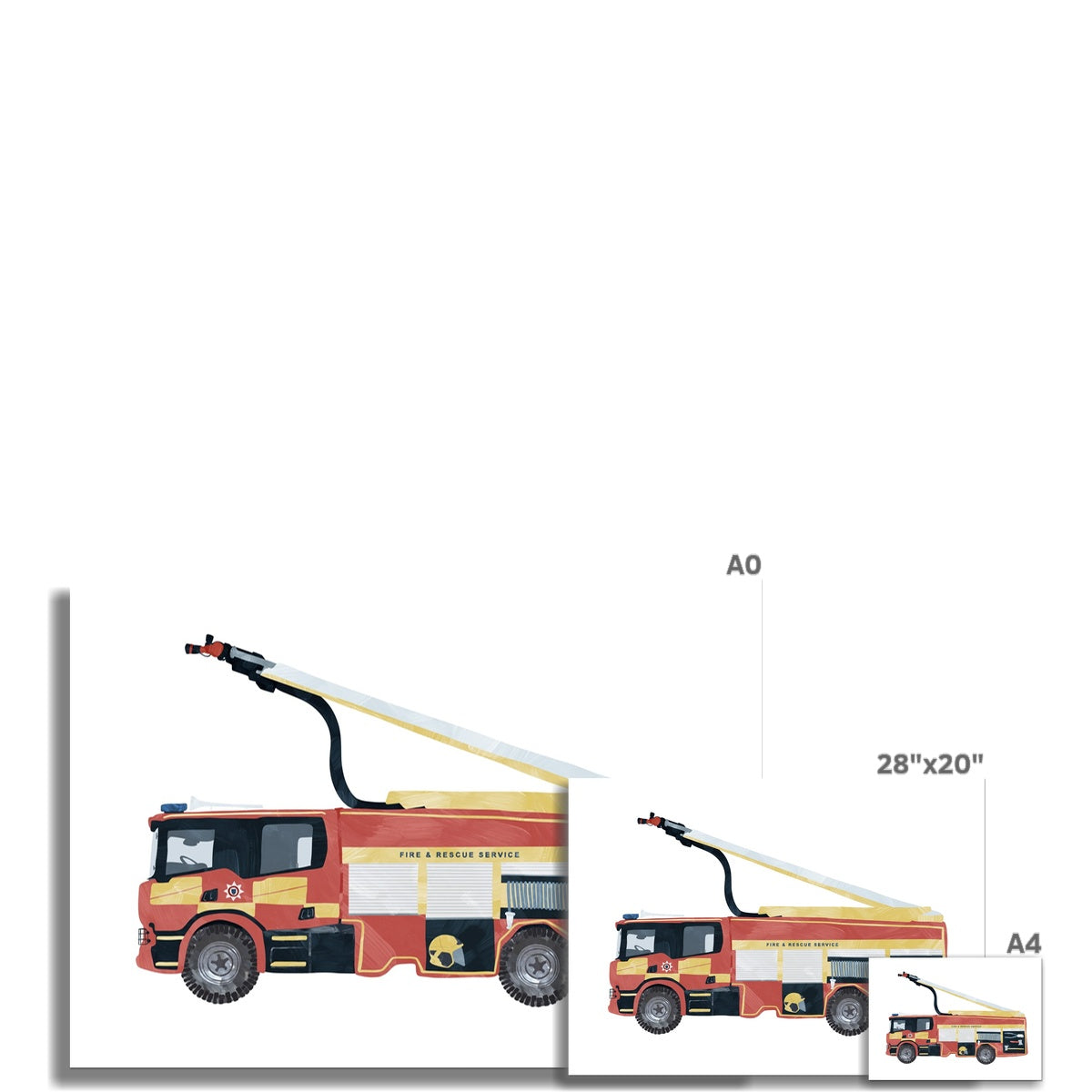 Feuerwehrauto, Kinderkunst | Ungerahmt