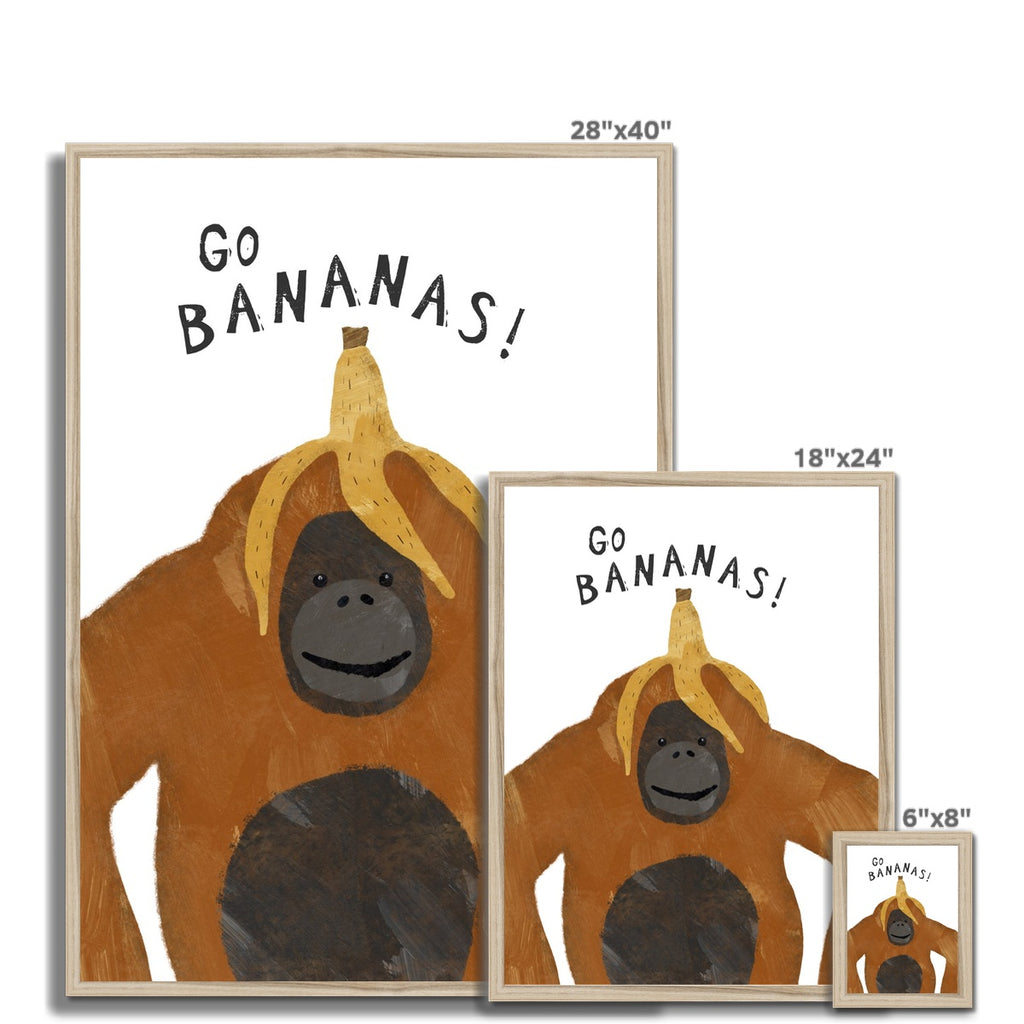 Bananas Pretty Ltd Poster Print Art | Framed Print – Orangutan in Go