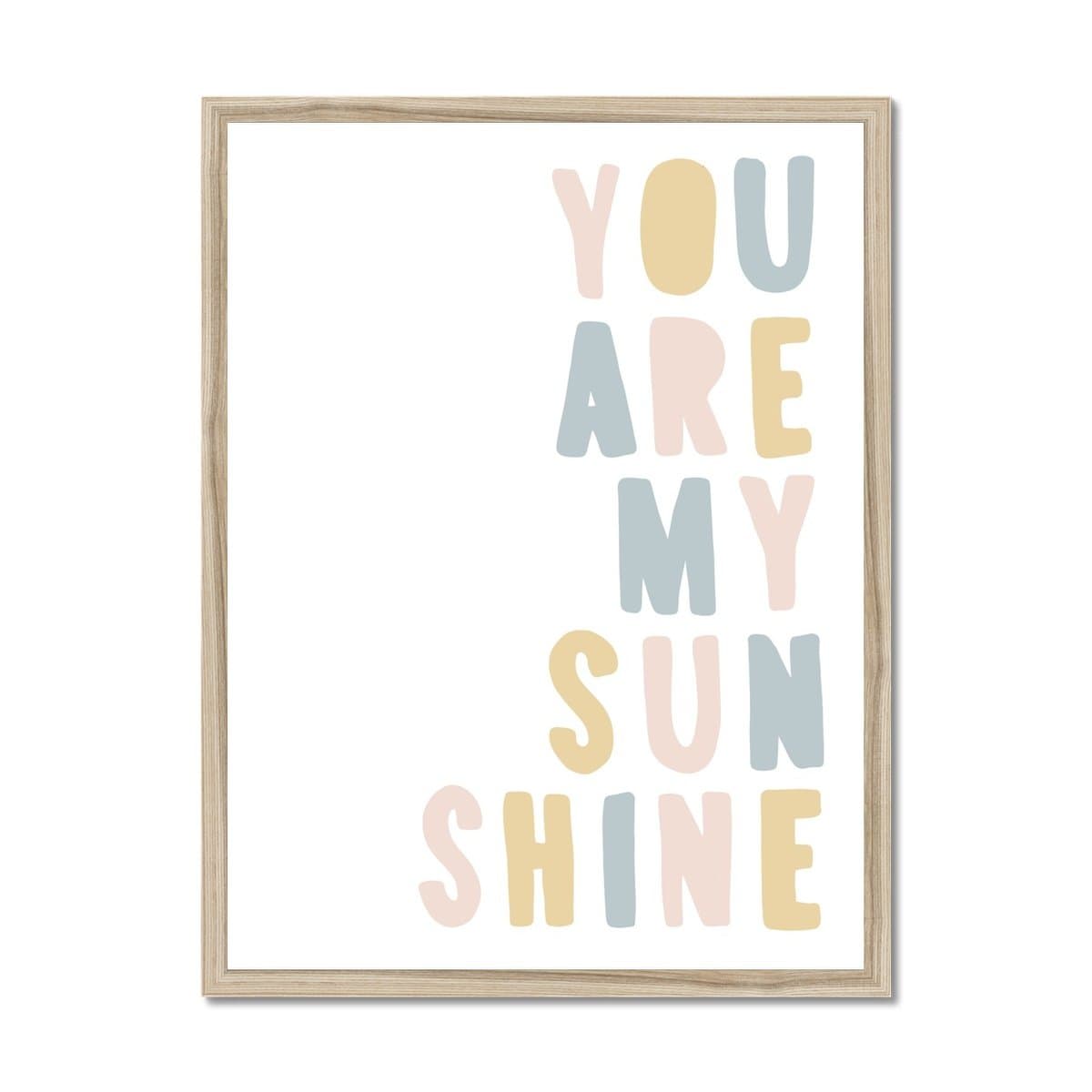 You Are My Sunshine - Pink, Blue & Yellow |  Framed Print