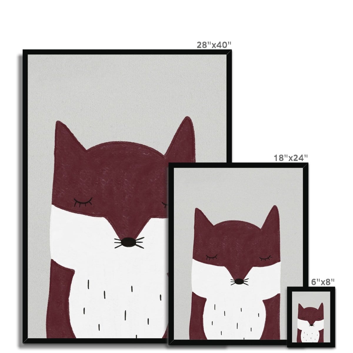 Sleepy Fox - Red |  Framed Print