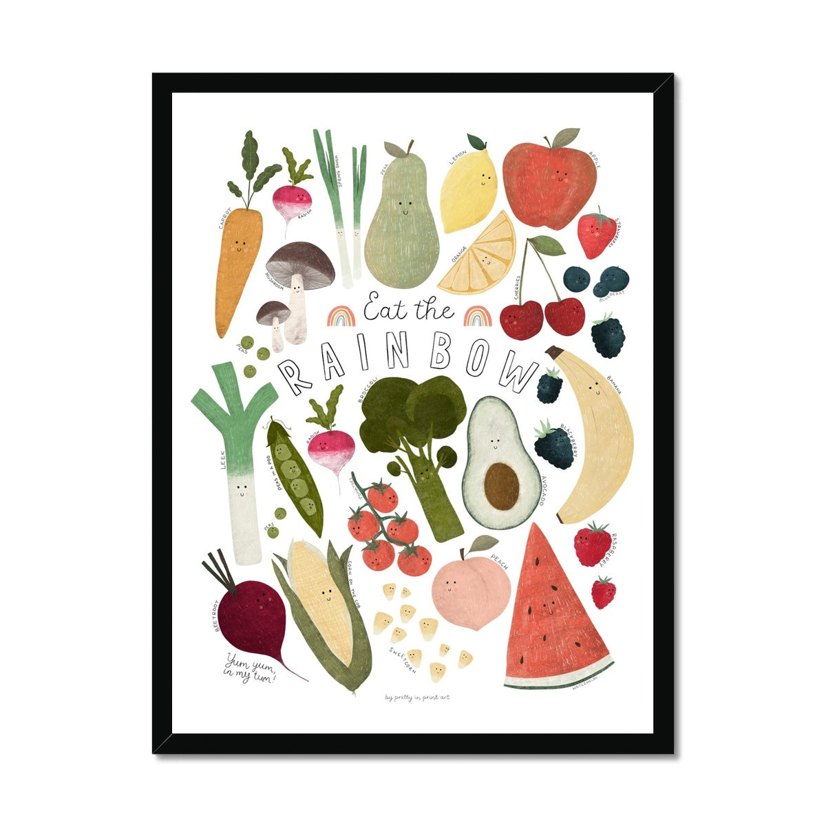 Eat The Rainbow - with faces |  Framed Print