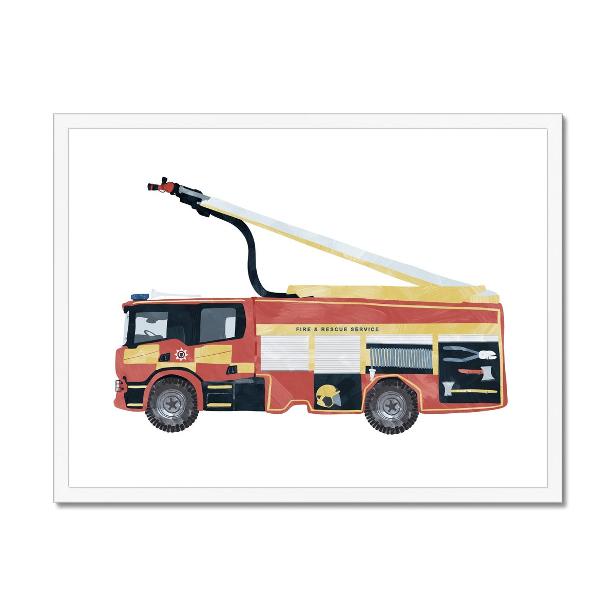 Fire Engine, Kids Art |  Framed Print