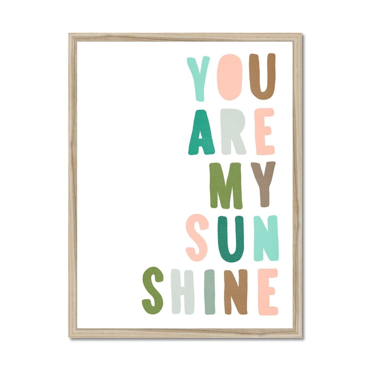 You Are My Sunshine - Pink & Green |  Framed Print