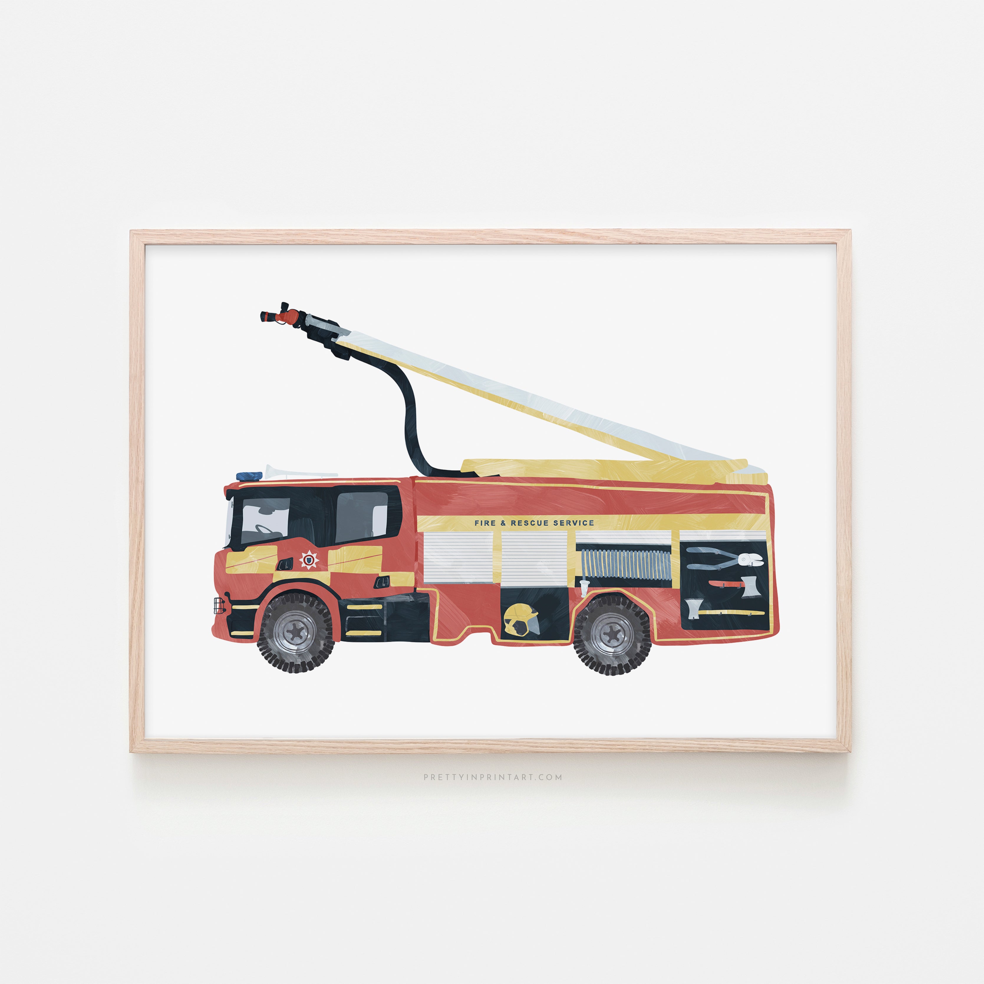 Fire Engine, Kids Art |  Framed Print