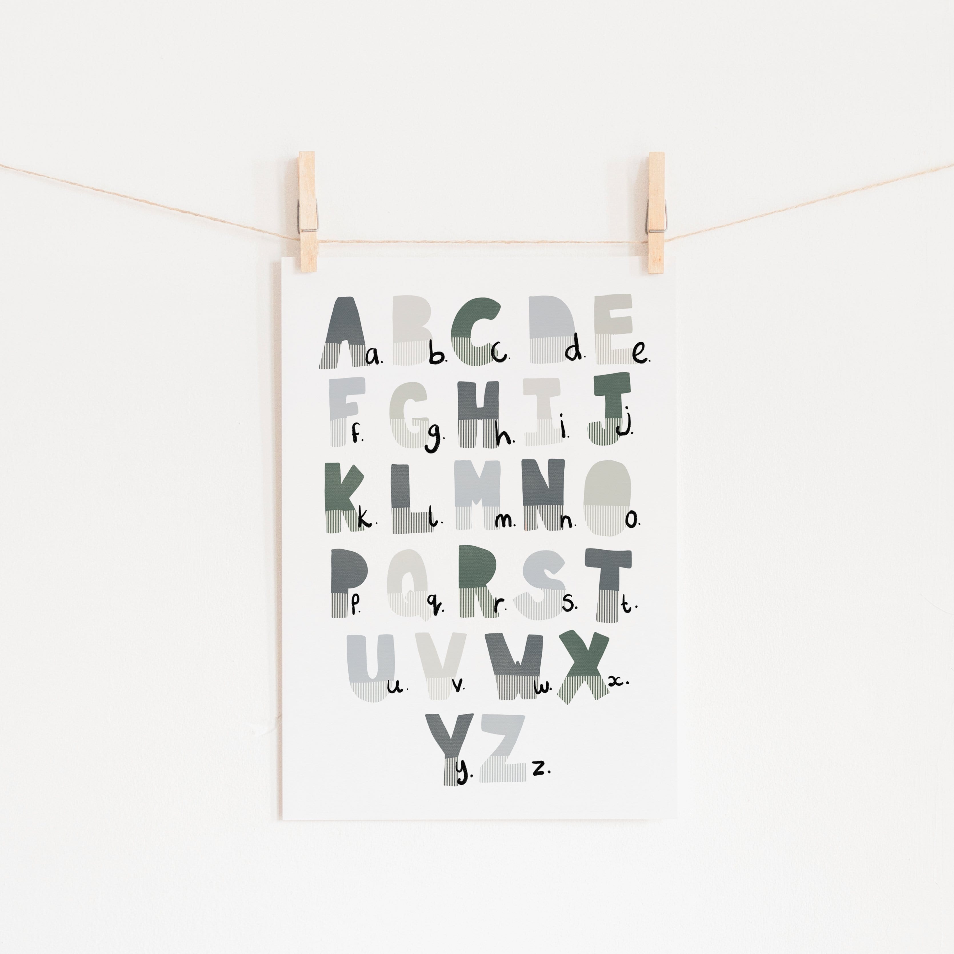 Alphabet Chart - Blue & Green |  Unframed