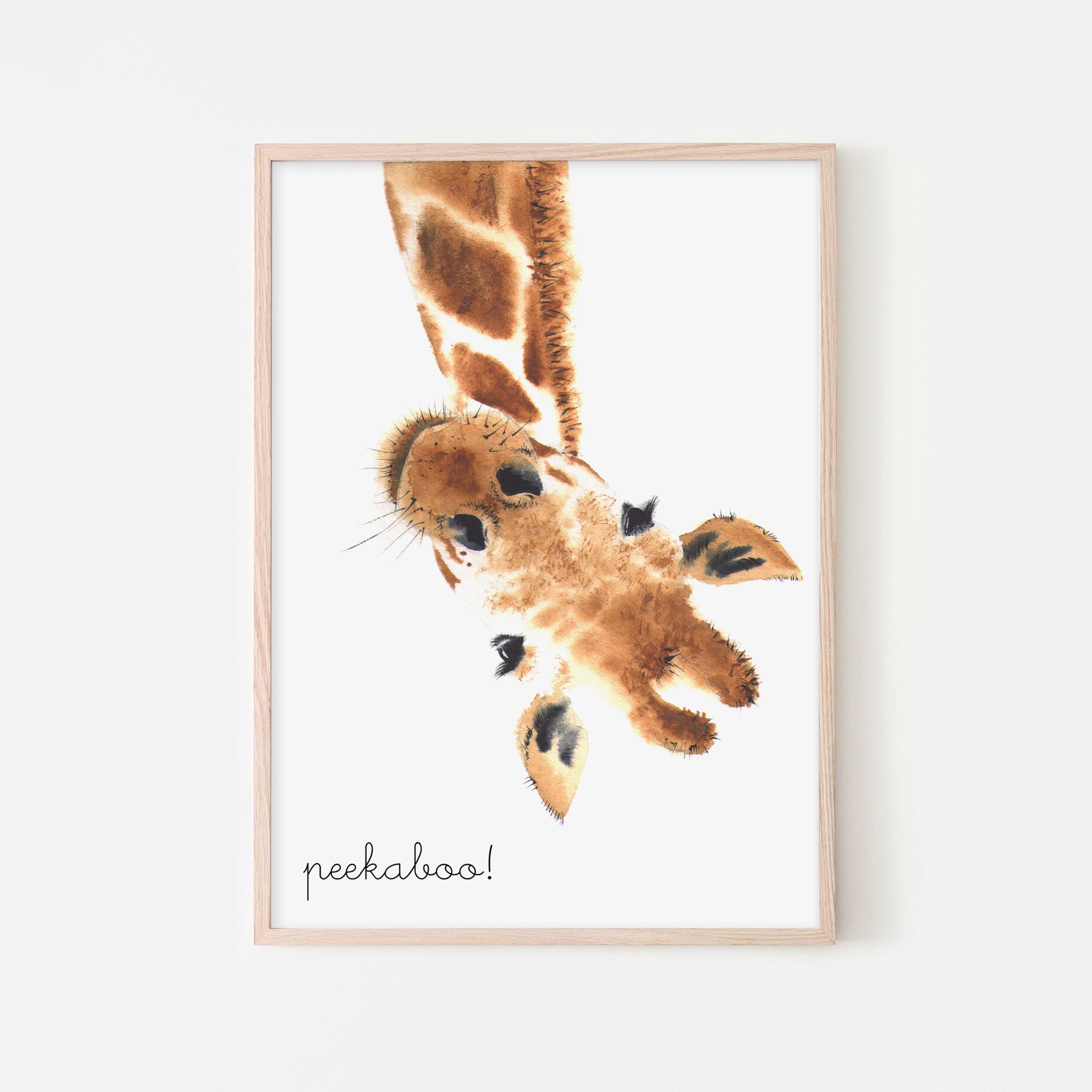 Peekaboo-Giraffe | Gerahmter Druck