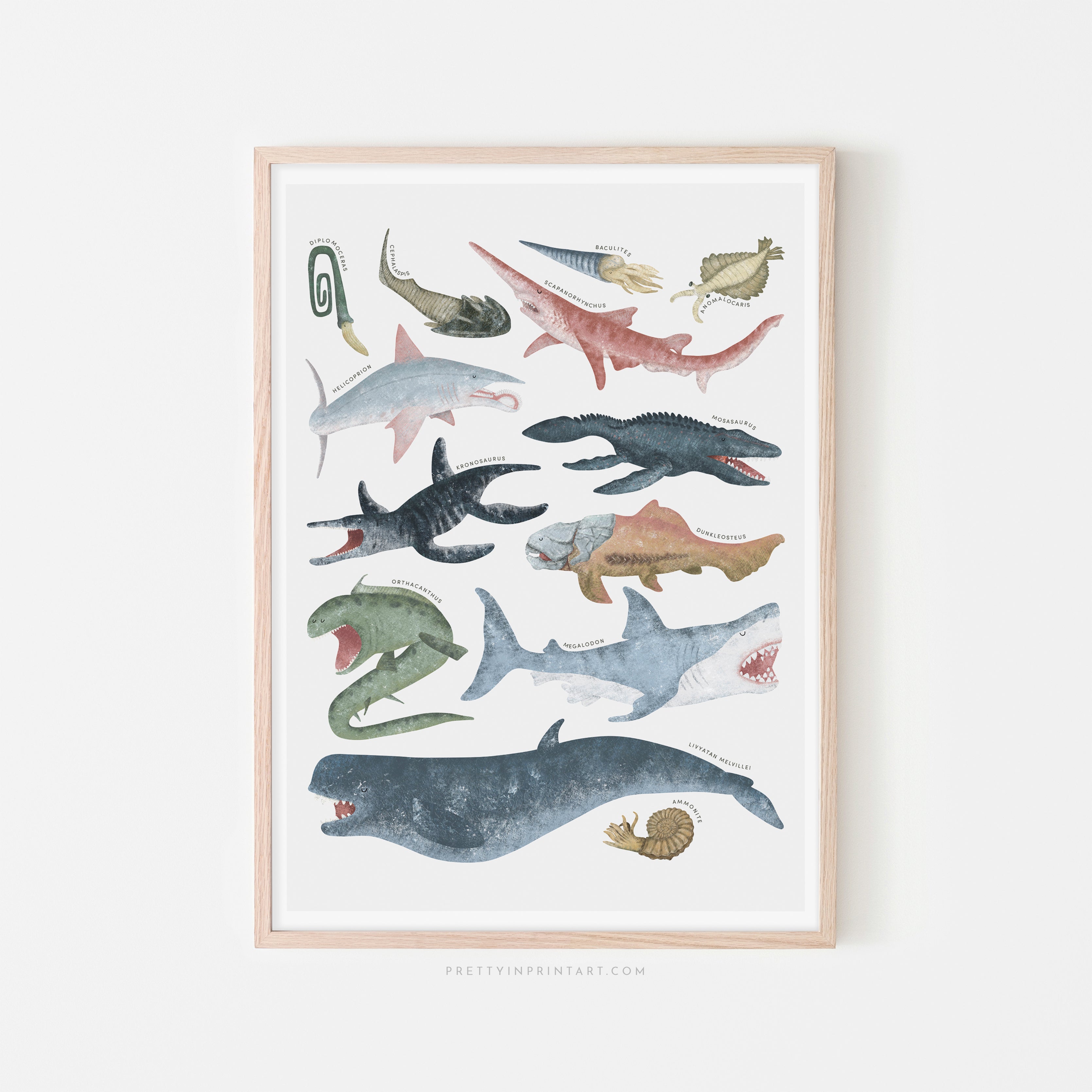 Prehistoric Ocean Chart |  Framed Print