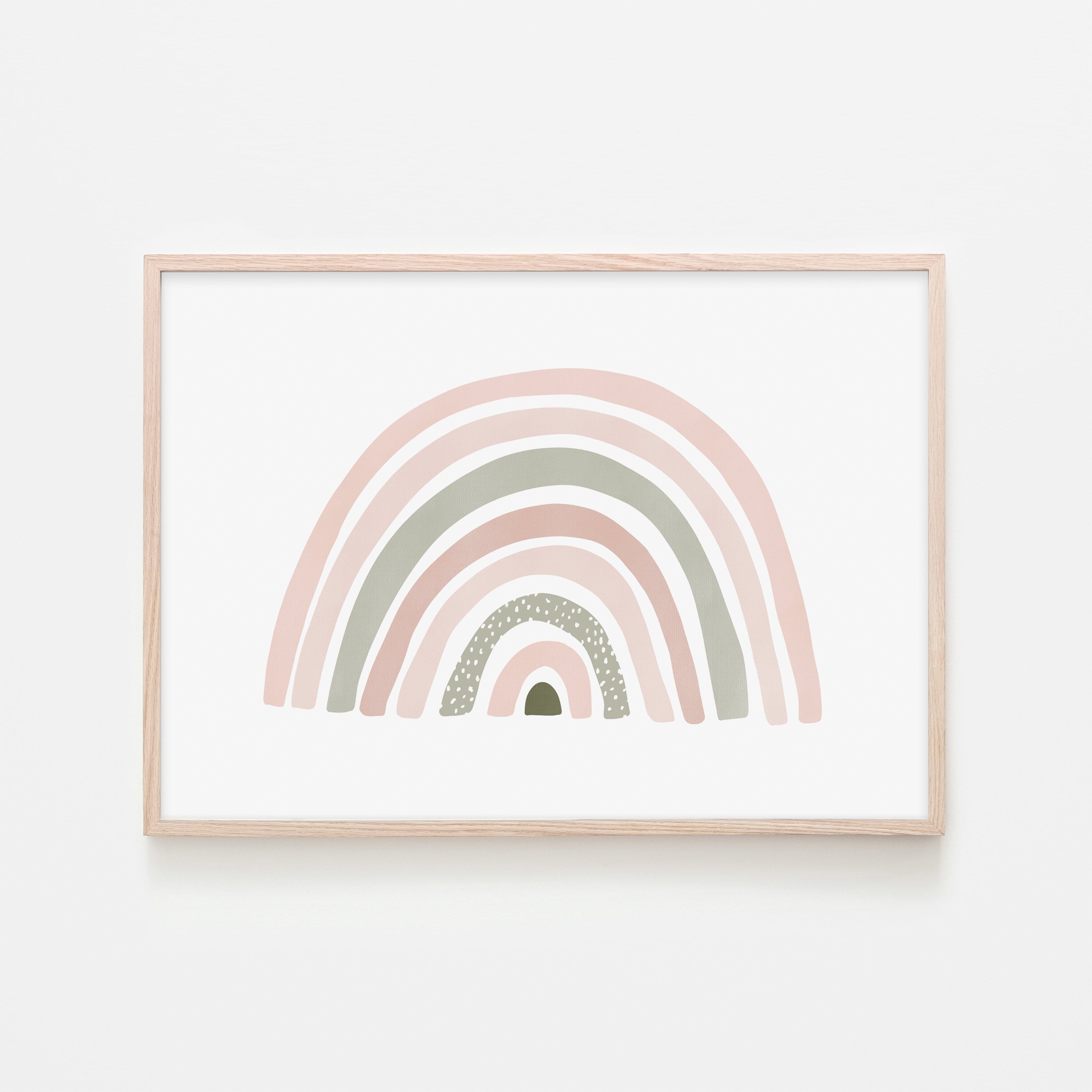 Scandi Rainbow - Pink & Sage Green |  Framed Print