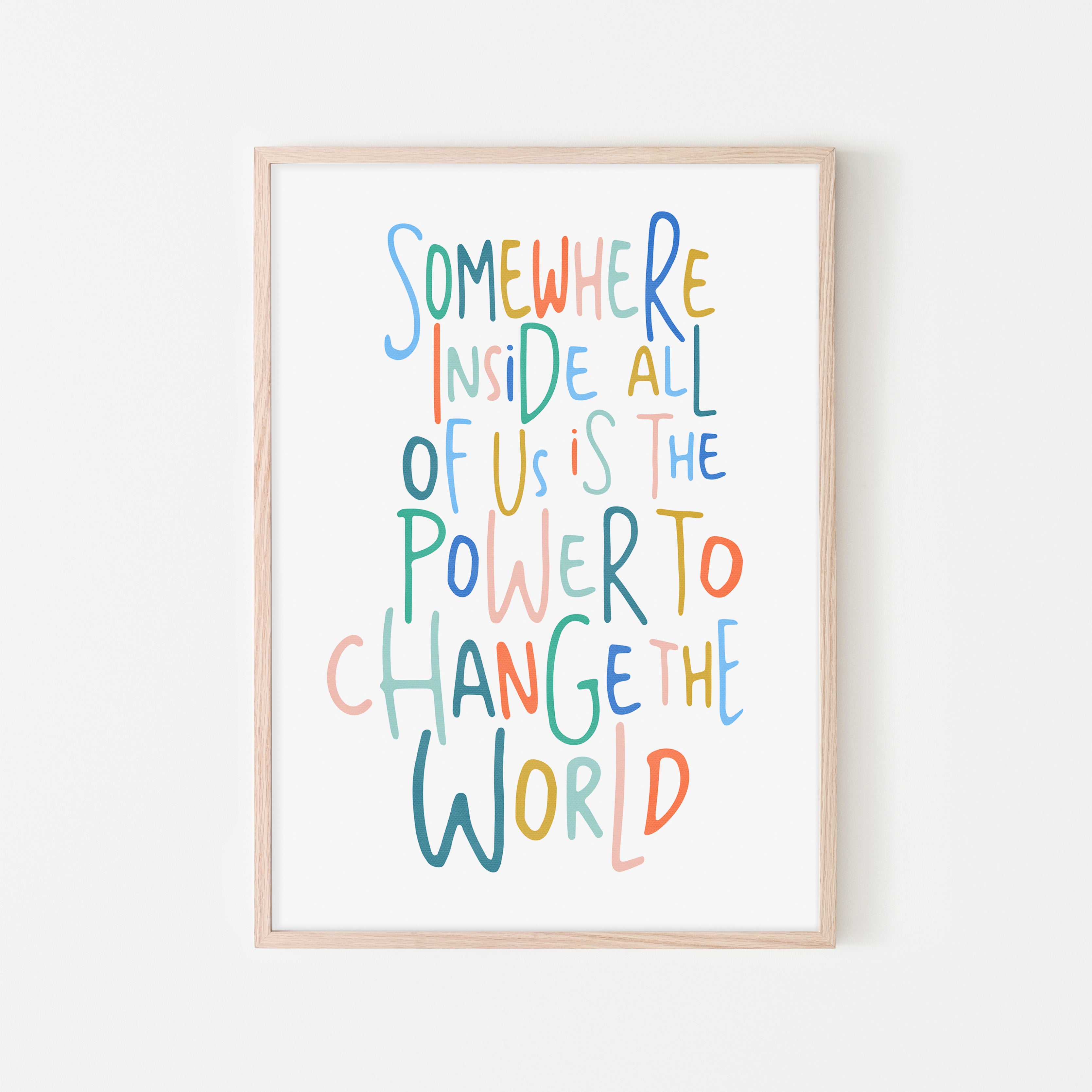 Somewhere Inside All of Us Quote - Brights |  Framed Print