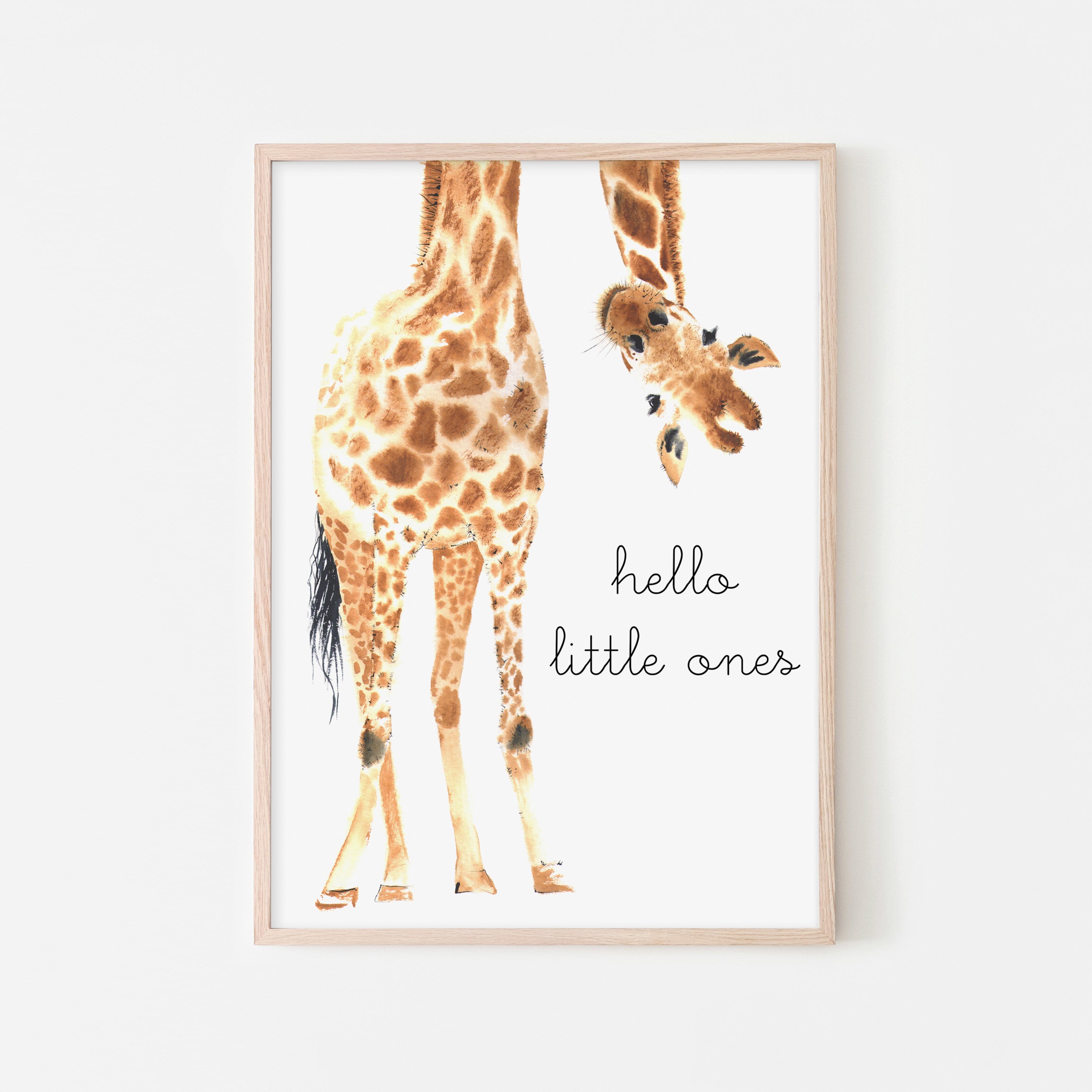 Zwillinge – Hallo, kleine Giraffe | Gerahmter Druck